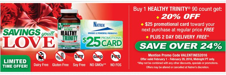 Buy $160 or more of Natren Probiotics, get 30% off plus 2 day delivery FREE
