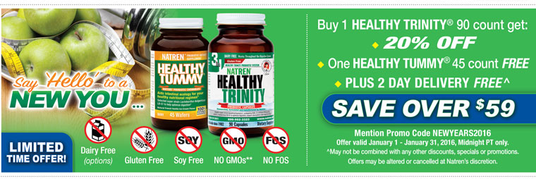 Buy $160 or more of Natren Probiotics, get 30% off plus 2 day delivery FREE