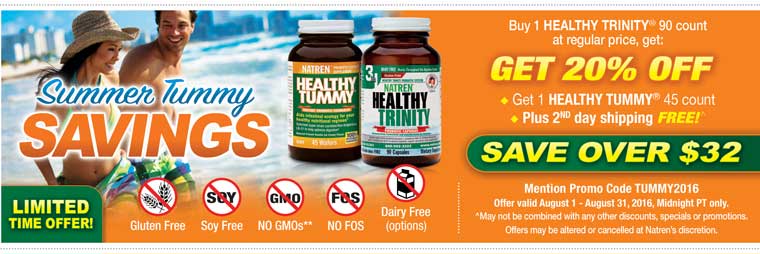 Buy Healthy Trinity 90-ct, get 20% off + get a FREE bottle of Healthy Tummy