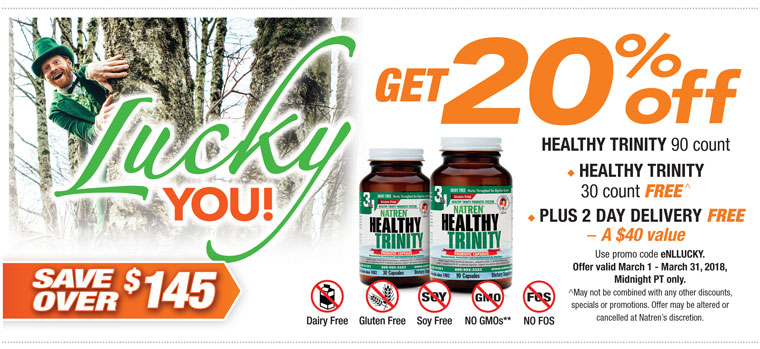 Buy One Healthy Trinity 90-ct, get 20% off and One Healthy Trinity 30-ct FREE